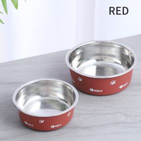 Dog Bowl Cat Bowl For Food And Water, Stainless Steel Pet Feeding Bowl, Durable Non-Skid Insulated Heavy Duty With Rubber Bottom For Medium Large Dogs (Color: Red)