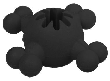 Pet Life 'Quadra-Bone' TPR Treat Dispensing Durable Dog Toy (Color: BLACK)